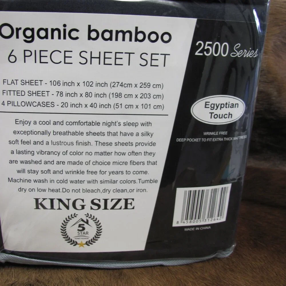 ORGANIC BAMBOO  ULTRA PLUSH  2500 SERIES/BAMBOO  6 PIECE SHEET SET NIP